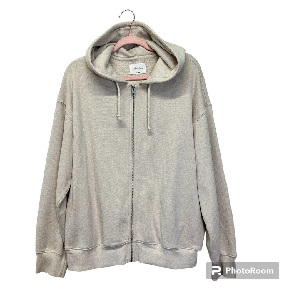 Wilfred Free Terry Cozy Fleece Full‎ Zip Hoodie Sweatshirt Beige Size 3 Jacket